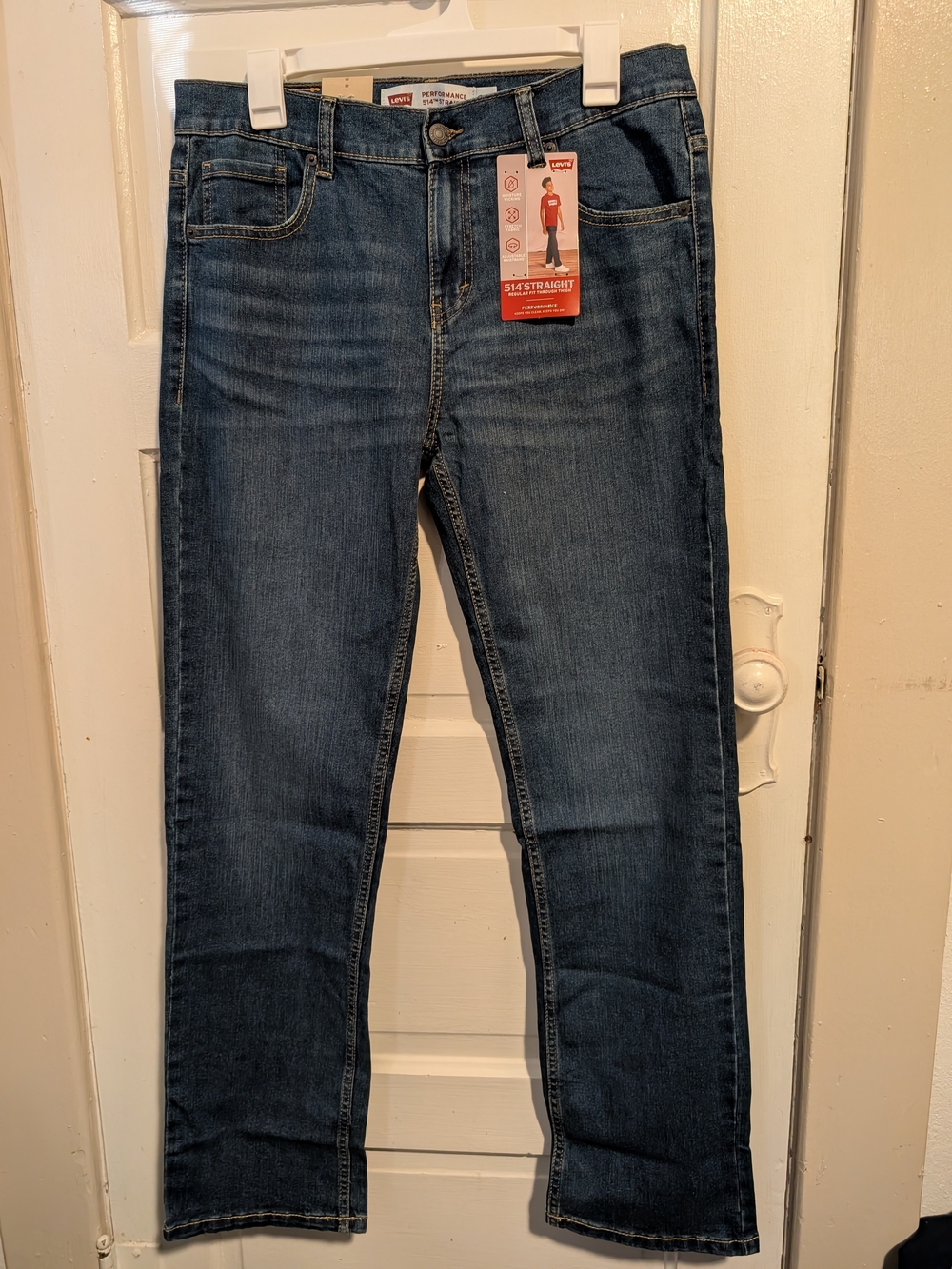 Levi's Boy's Classic Straight Leg Jeans in Dark Blue Denim Size 20 Five Pockets